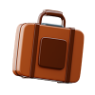 Brown suitcase with a handle.