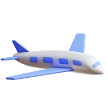 Airplane with blue accents in flight.